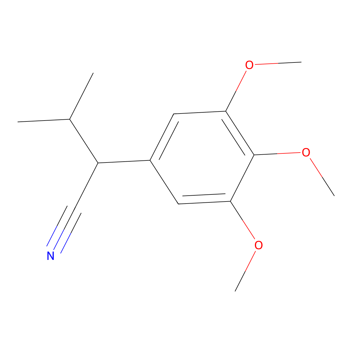 3-Methyl-2-(3,4,5-trimethoxyphenyl)butanenitrile molecular structure, CAS 36622-33-0