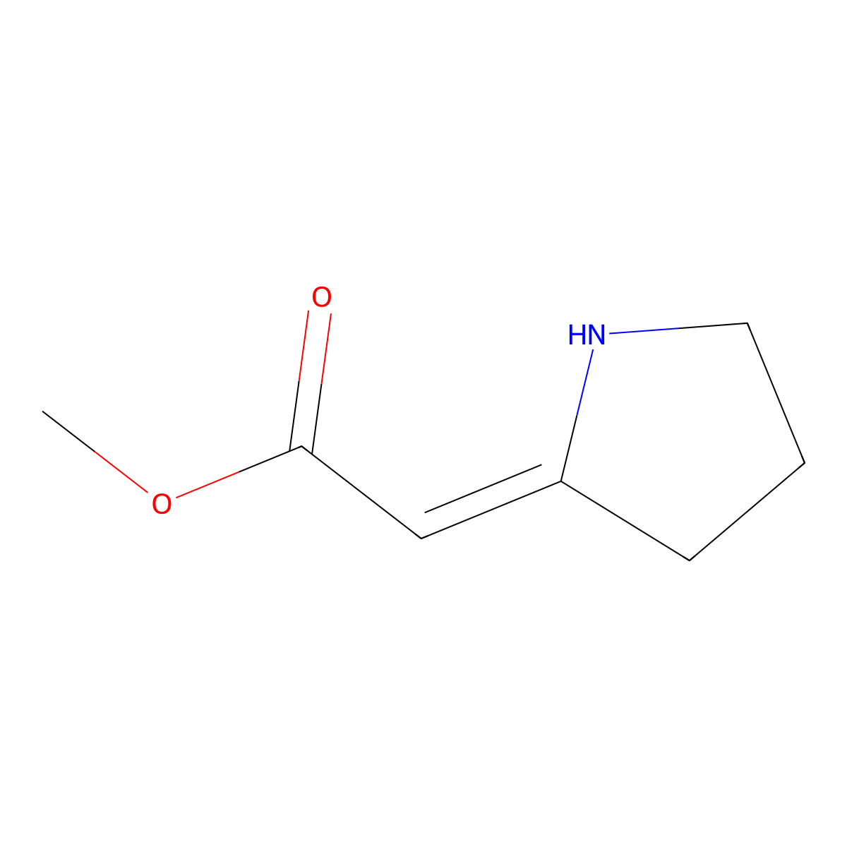 Methyl 2-pyrrolidin-2-ylideneacetate molecular structure, CAS 36625-47-5