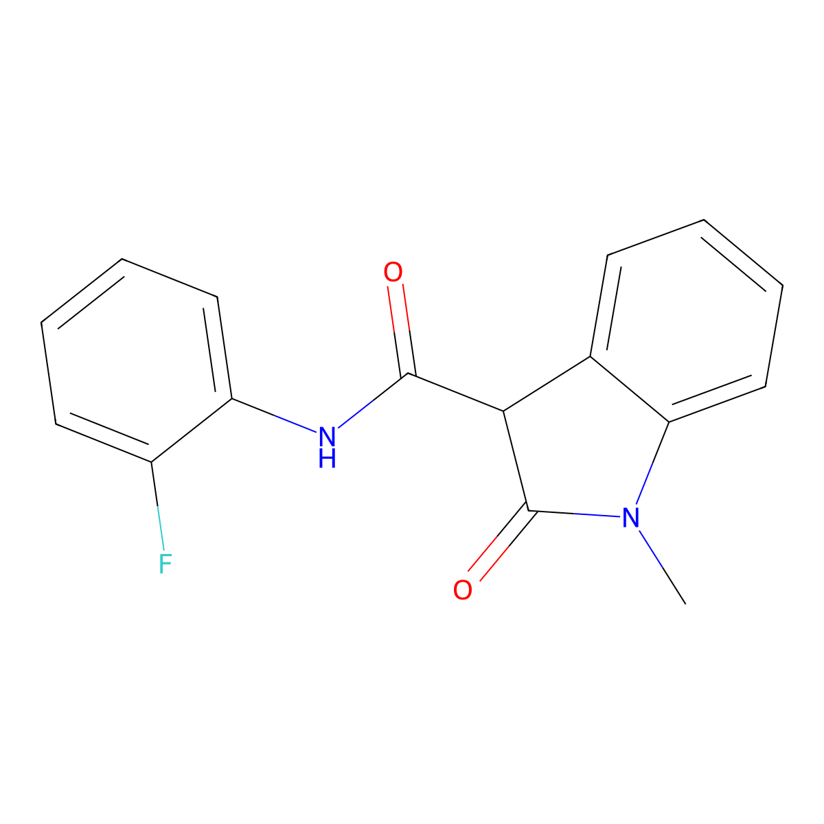 N-(2-fluorophenyl)-1-methyl-2-oxo-3-indolinecarboxamide molecular structure, CAS 36629-61-5