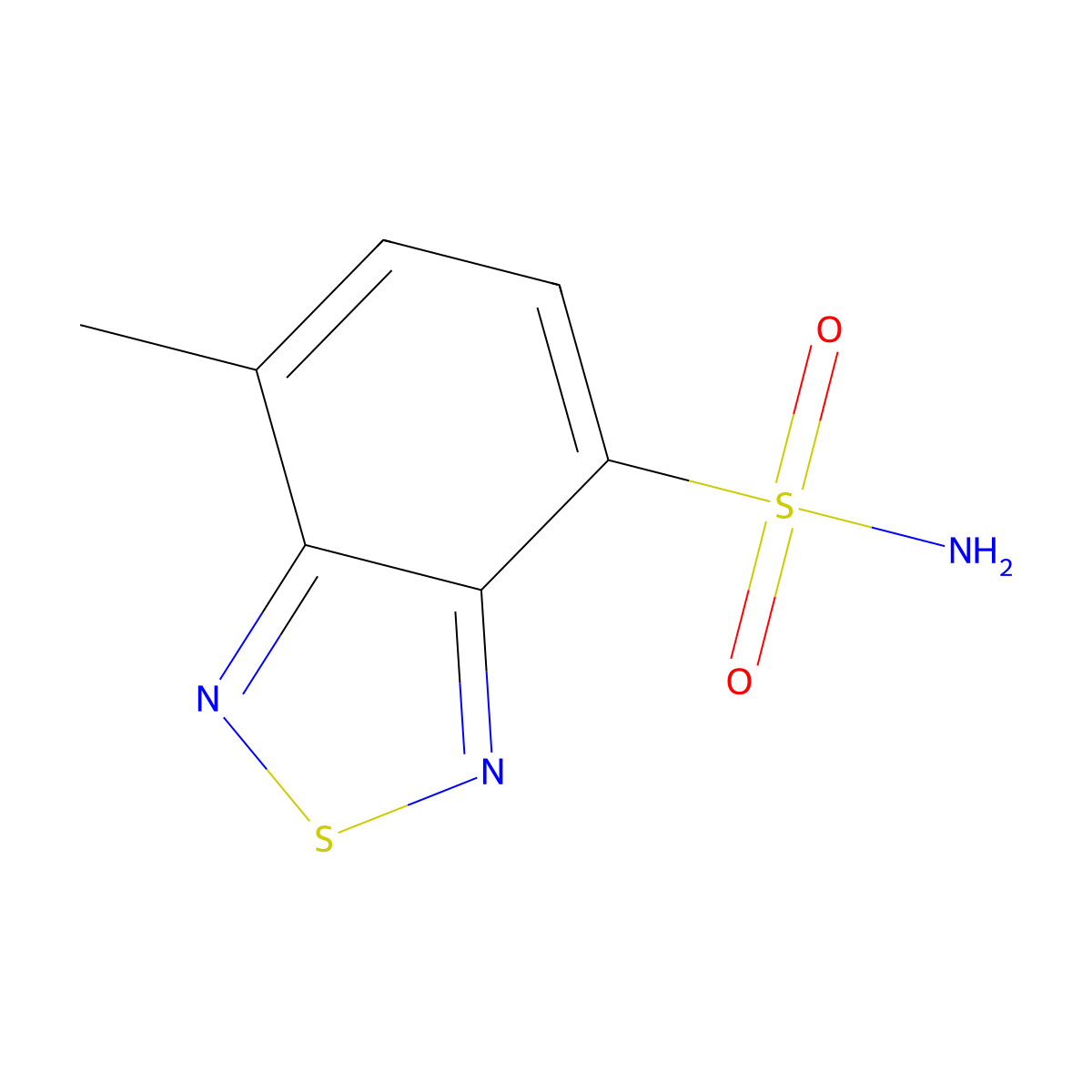 7-Methyl-2,1,3-benzothiadiazole-4-sulfonamide molecular structure, CAS 3663-15-8