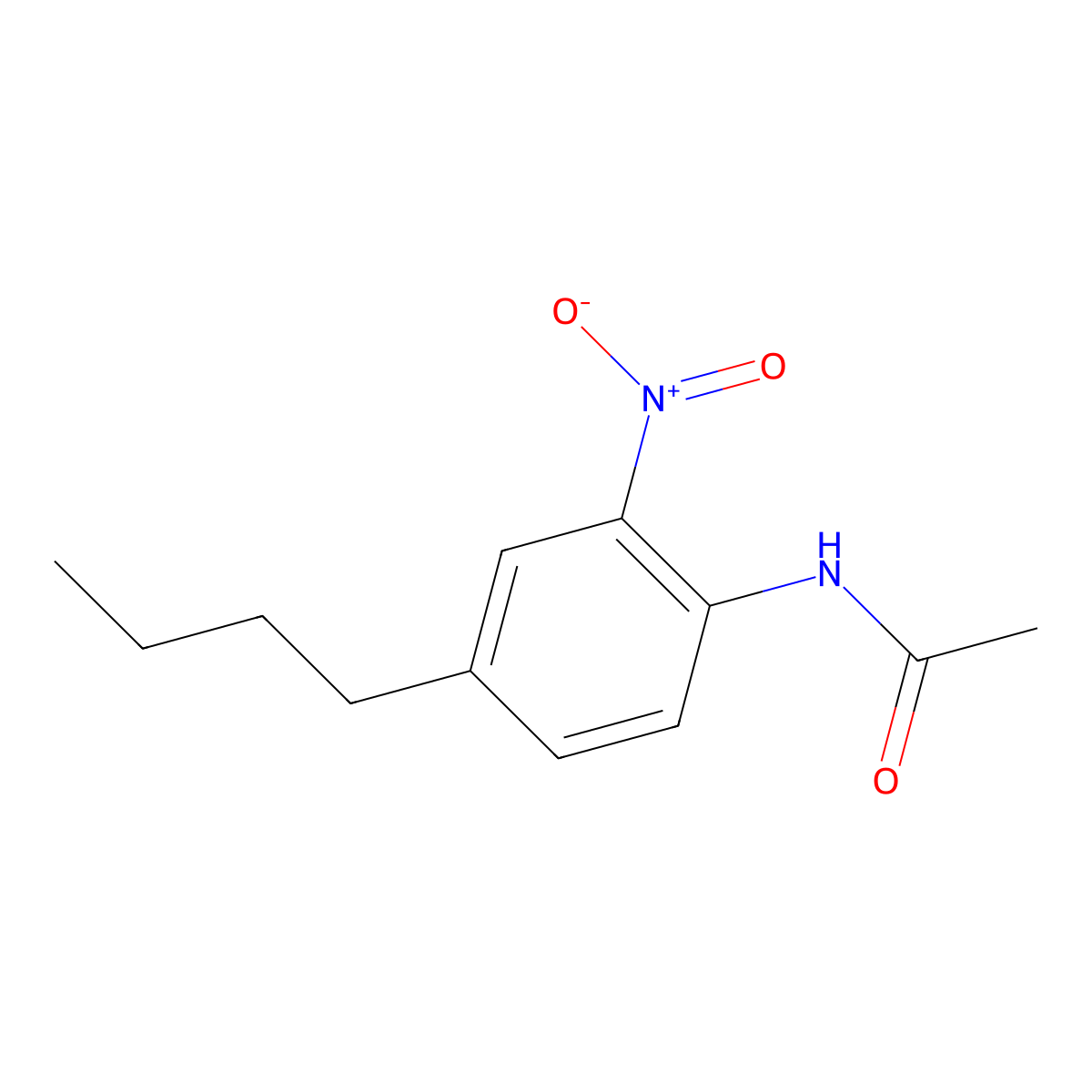 Acetamide, N-(4-butyl-2-nitrophenyl)- molecular structure, CAS 3663-21-6