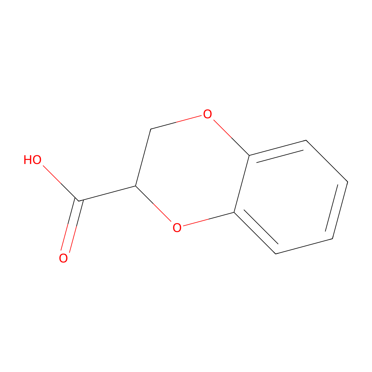 1,4-Benzodioxane-2-carboxylic acid molecular structure, CAS 3663-80-7