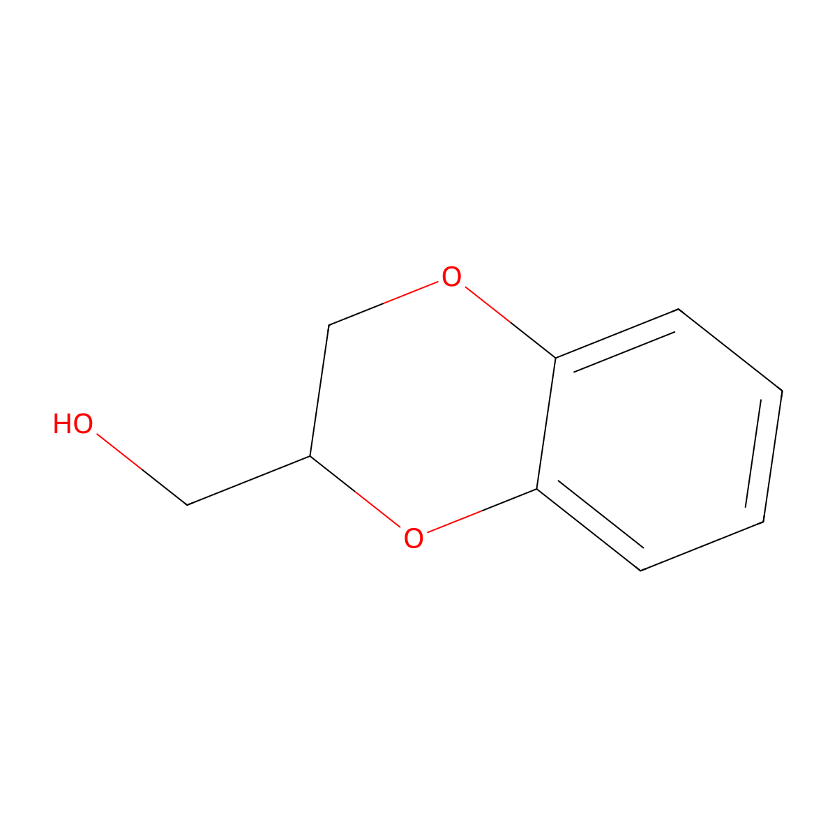 1,4-Benzodioxane-2-methanol molecular structure, CAS 3663-82-9