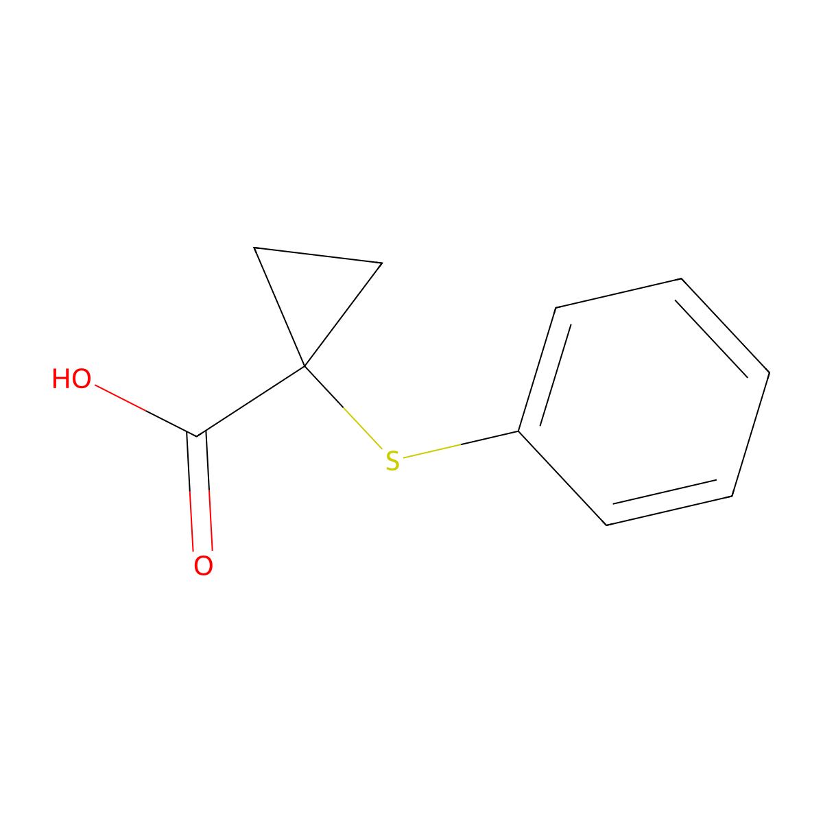 1-(Phenylsulfanyl)cyclopropane-1-carboxylic acid molecular structure, CAS 36638-57-0