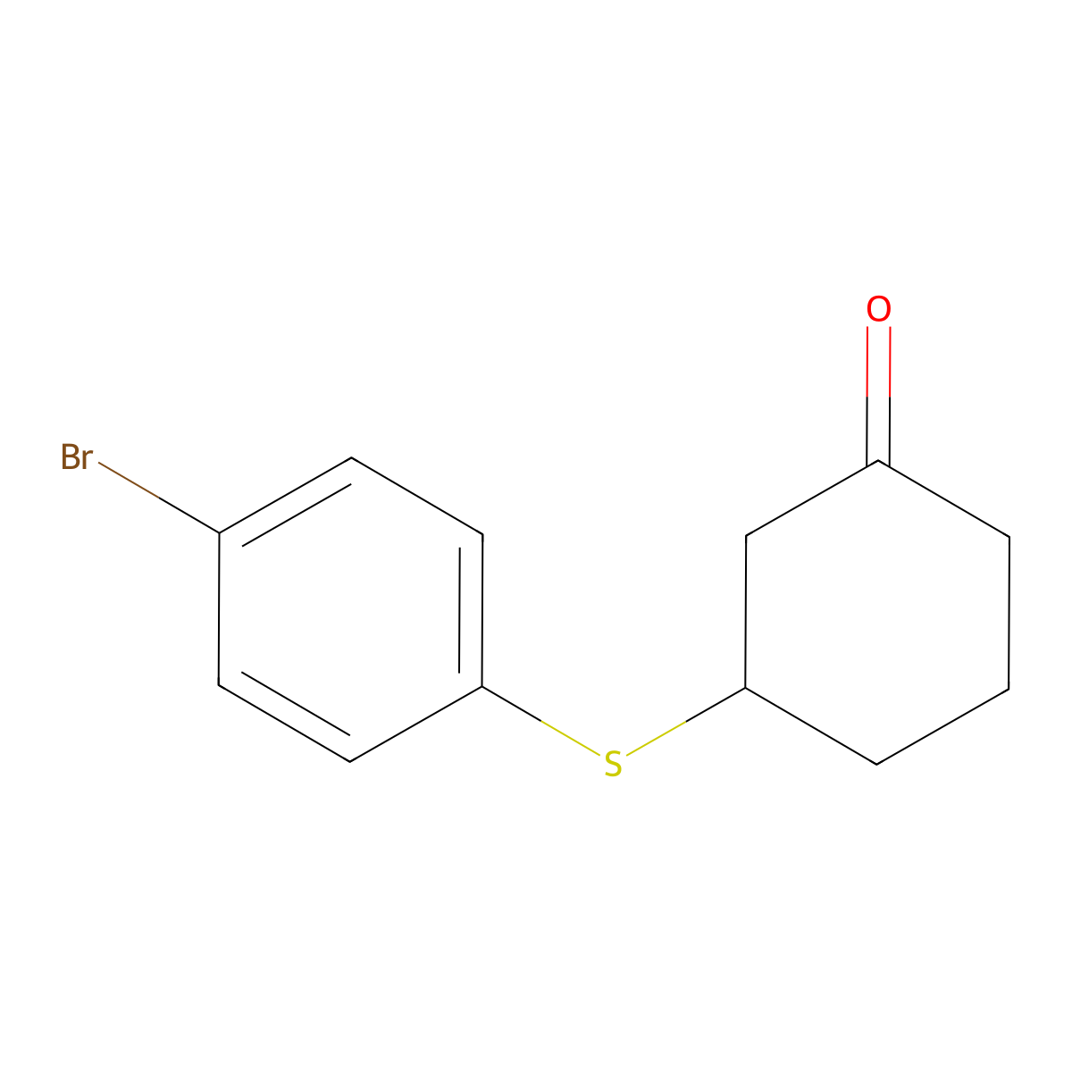 3-[(4-Bromophenyl)sulfanyl]cyclohexan-1-one molecular structure, CAS 36640-25-2