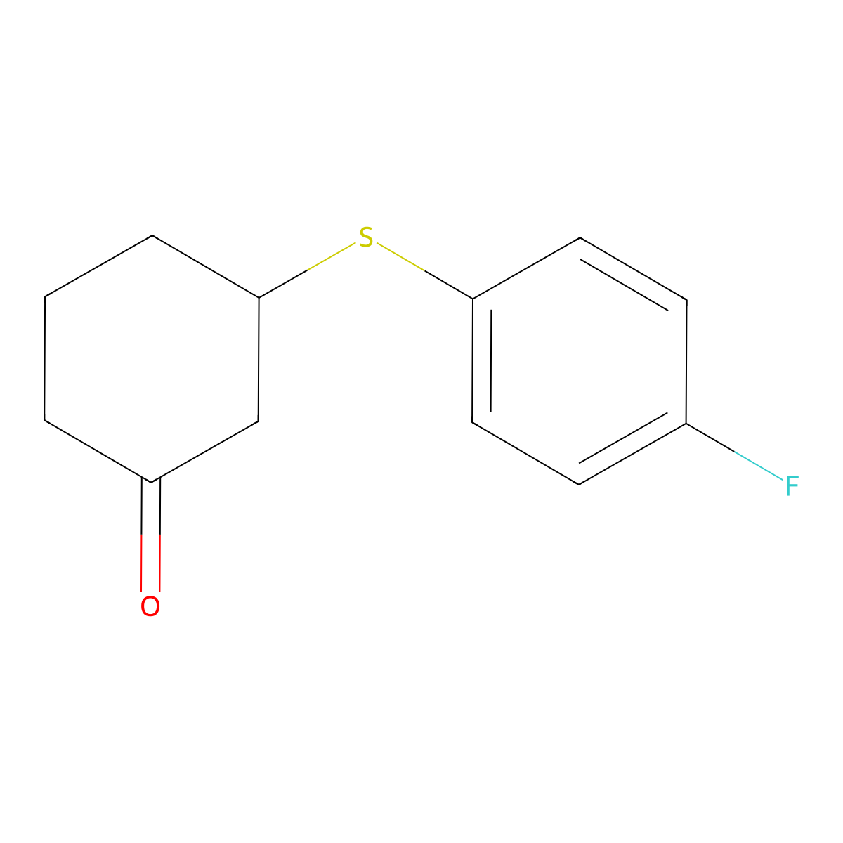 3-[(4-Fluorophenyl)sulfanyl]cyclohexan-1-one molecular structure, CAS 36640-27-4