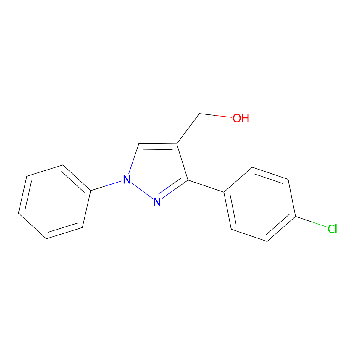 3-(4-Chlorophenyl)-1-phenyl-1H-pyrazole-4-methanol molecular structure, CAS 36640-39-8