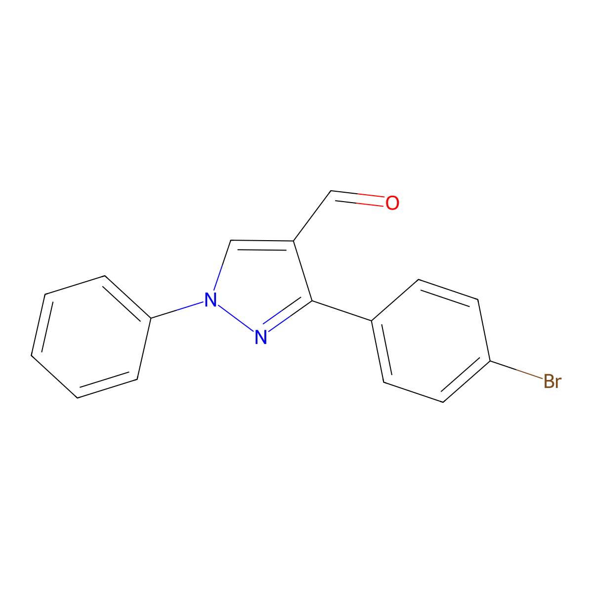 3-(4-bromophenyl)-1-phenyl-1H-pyrazole-4-carbaldehyde molecular structure, CAS 36640-41-2