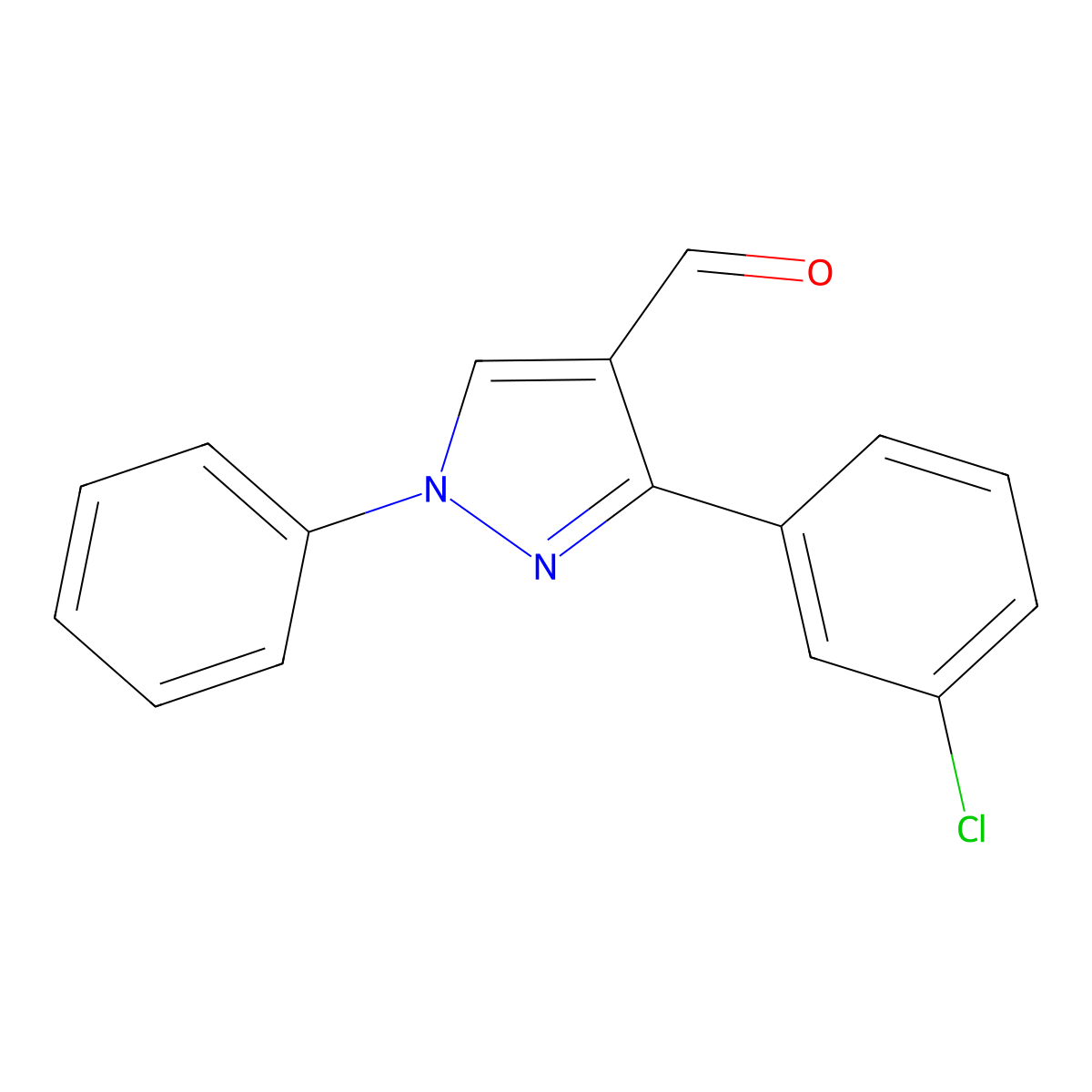 3-(3-chlorophenyl)-1-phenyl-1H-pyrazole-4-carbaldehyde molecular structure, CAS 36640-43-4