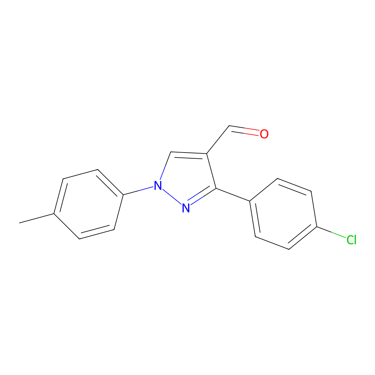 3-(4-Chlorophenyl)-1-(4-methylphenyl)-1H-pyrazole-4-carbaldehyde molecular structure, CAS 36640-46-7