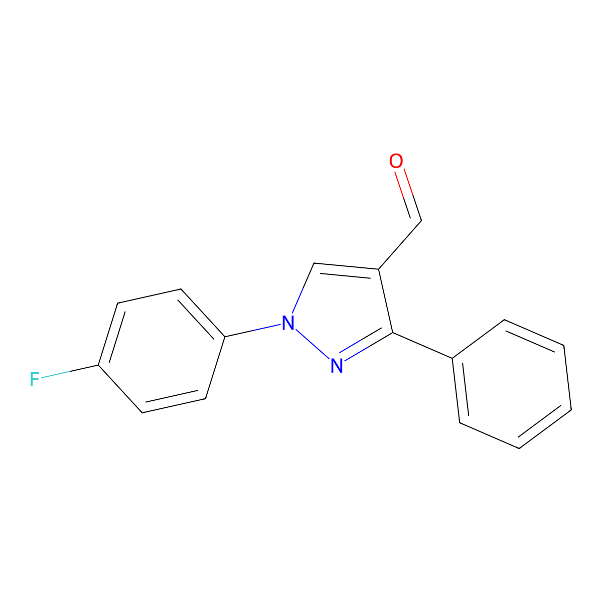 1-(4-Fluorophenyl)-3-phenyl-1H-pyrazole-4-carbaldehyde molecular structure, CAS 36640-47-8