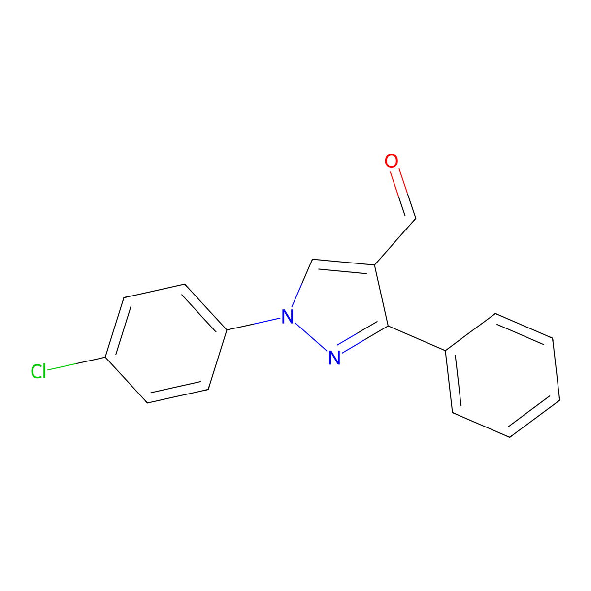 1-(4-Chlorophenyl)-3-phenyl-1H-pyrazole-4-carboxaldehyde molecular structure, CAS 36640-48-9