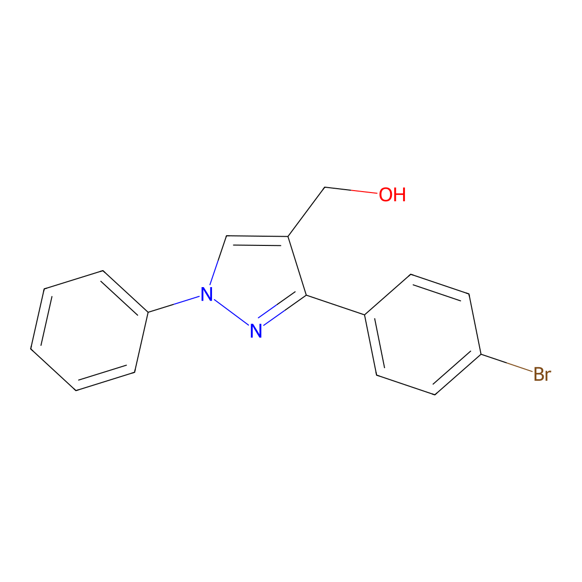3-(4-Bromophenyl)-1-phenyl-1H-pyrazole-4-methanol molecular structure, CAS 36640-55-8
