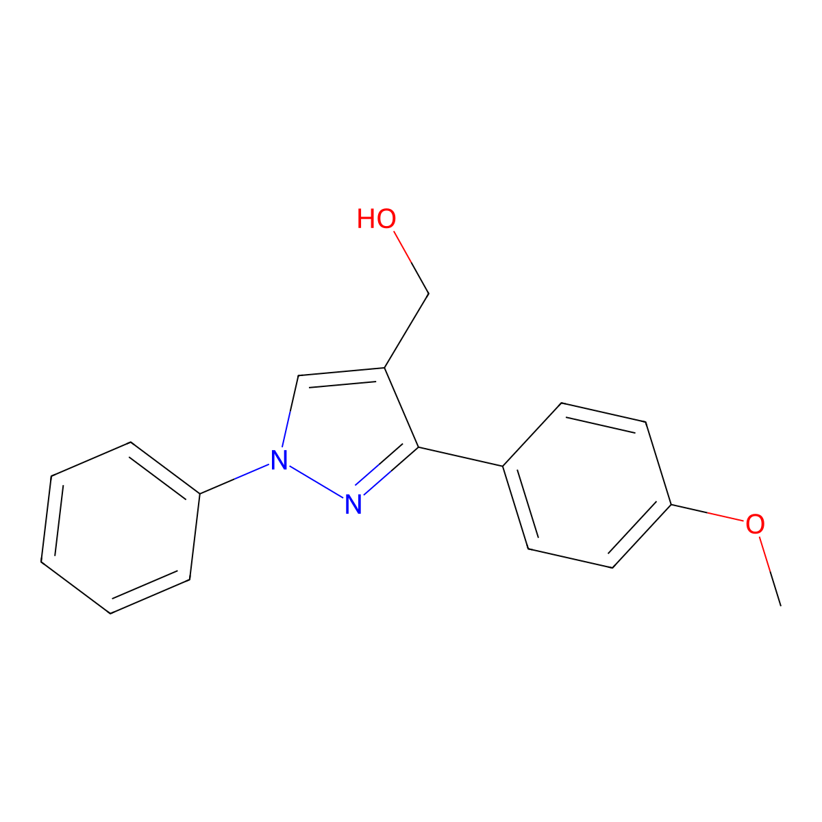 [3-(4-methoxyphenyl)-1-phenyl-1H-pyrazol-4-yl]methanol molecular structure, CAS 36640-56-9