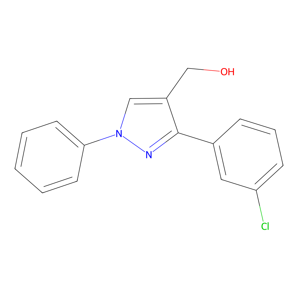 [3-(3-chlorophenyl)-1-phenyl-1H-pyrazol-4-yl]methanol molecular structure, CAS 36640-57-0