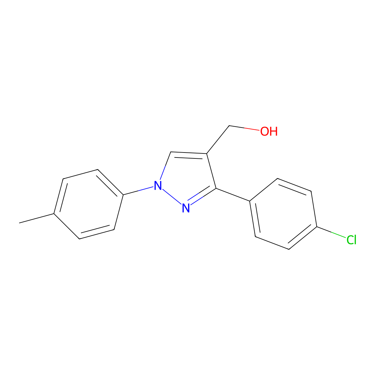 (3-(4-Chlorophenyl)-1-(4-methylphenyl)-1H-pyrazol-4-YL)methanol molecular structure, CAS 36640-60-5