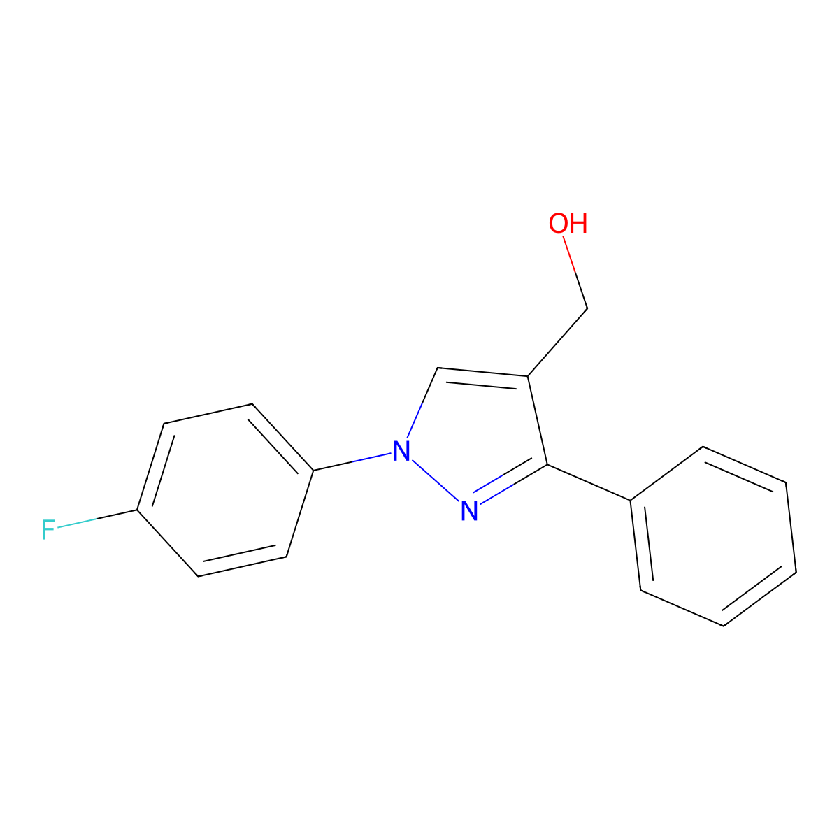 (1-(4-Fluorophenyl)-3-phenyl-1H-pyrazol-4-YL)methanol molecular structure, CAS 36640-61-6