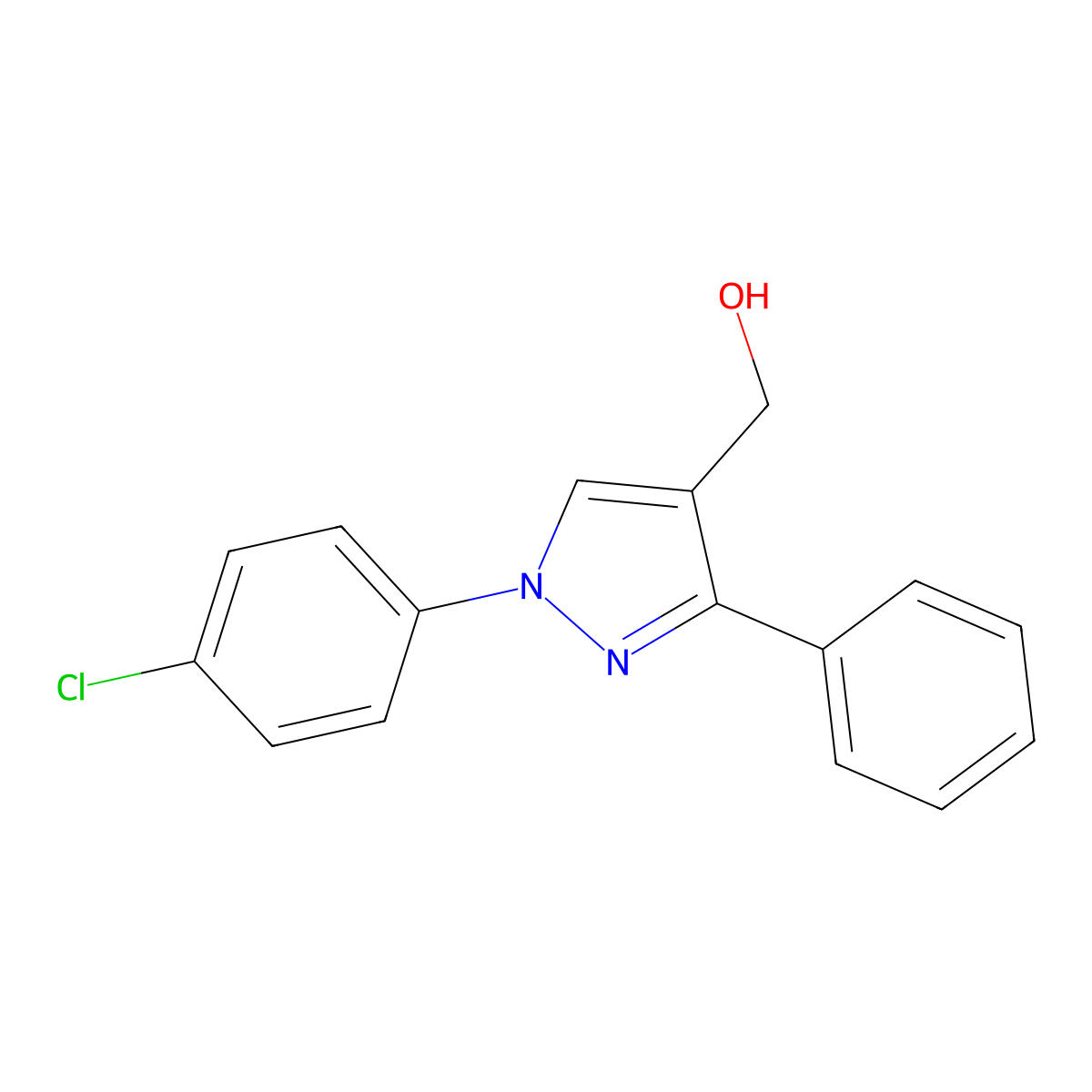 (1-(4-Chlorophenyl)-3-phenyl-1H-pyrazol-4-YL)methanol molecular structure, CAS 36640-62-7