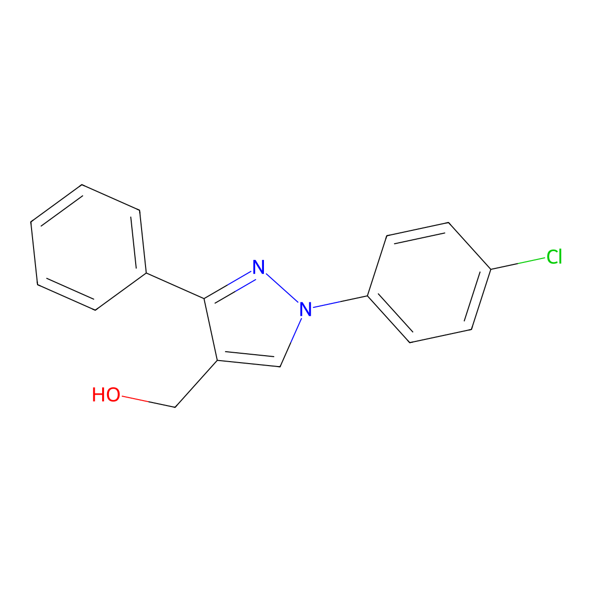 (1-(4-Chlorophenyl)-3-phenyl-1H-pyrazol-4-YL)methanol molecular structure, CAS 36640-62-7