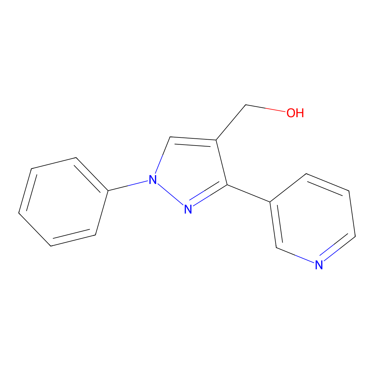 (1-Phenyl-3-pyridin-3-yl-1H-pyrazol-4-yl)-methanol molecular structure, CAS 36640-64-9