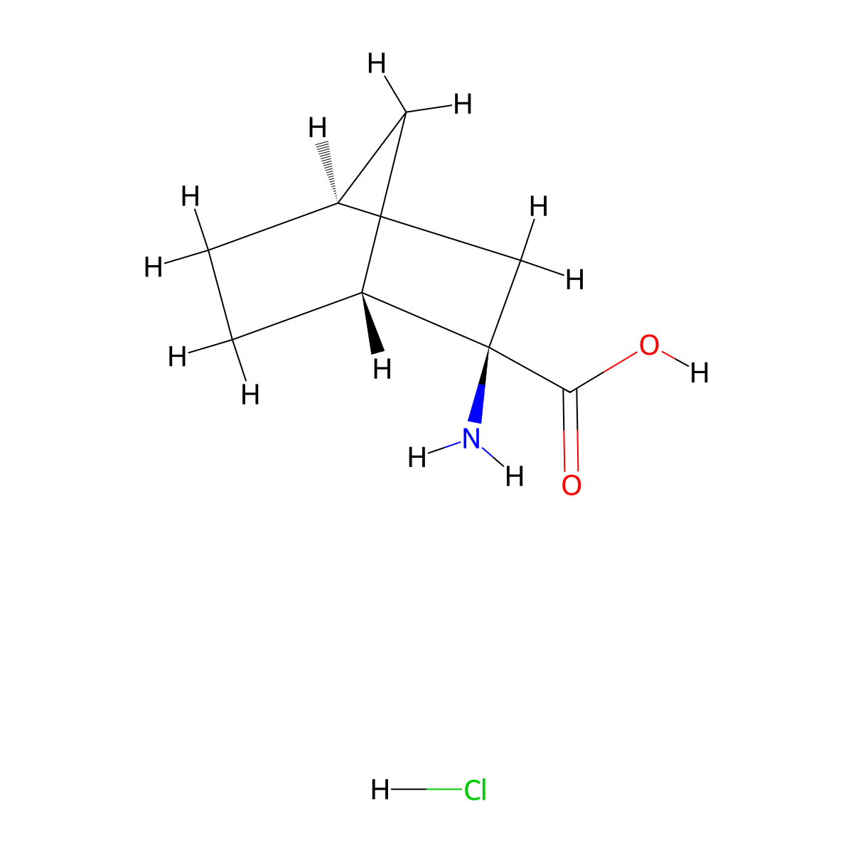 (1R,2R,4S)-2-aminobicyclo[2.2.1]heptane-2-carboxylic acid hydrochloride molecular structure, CAS 366452-35-9