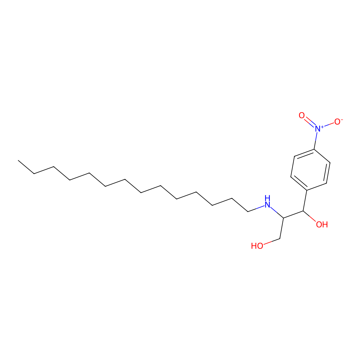 1,3-Propanediol, 1-(4-nitrophenyl)-2-(tetradecylamino)-, (1R,2R)- molecular structure, CAS 366487-89-0
