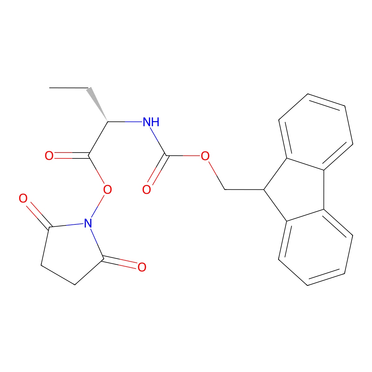 2,5-Dioxo-1-pyrrolidinyl (2S)-2-[[(9H-fluoren-9-ylmethoxy)carbonyl]amino]butanoate molecular structure, CAS 366491-51-2