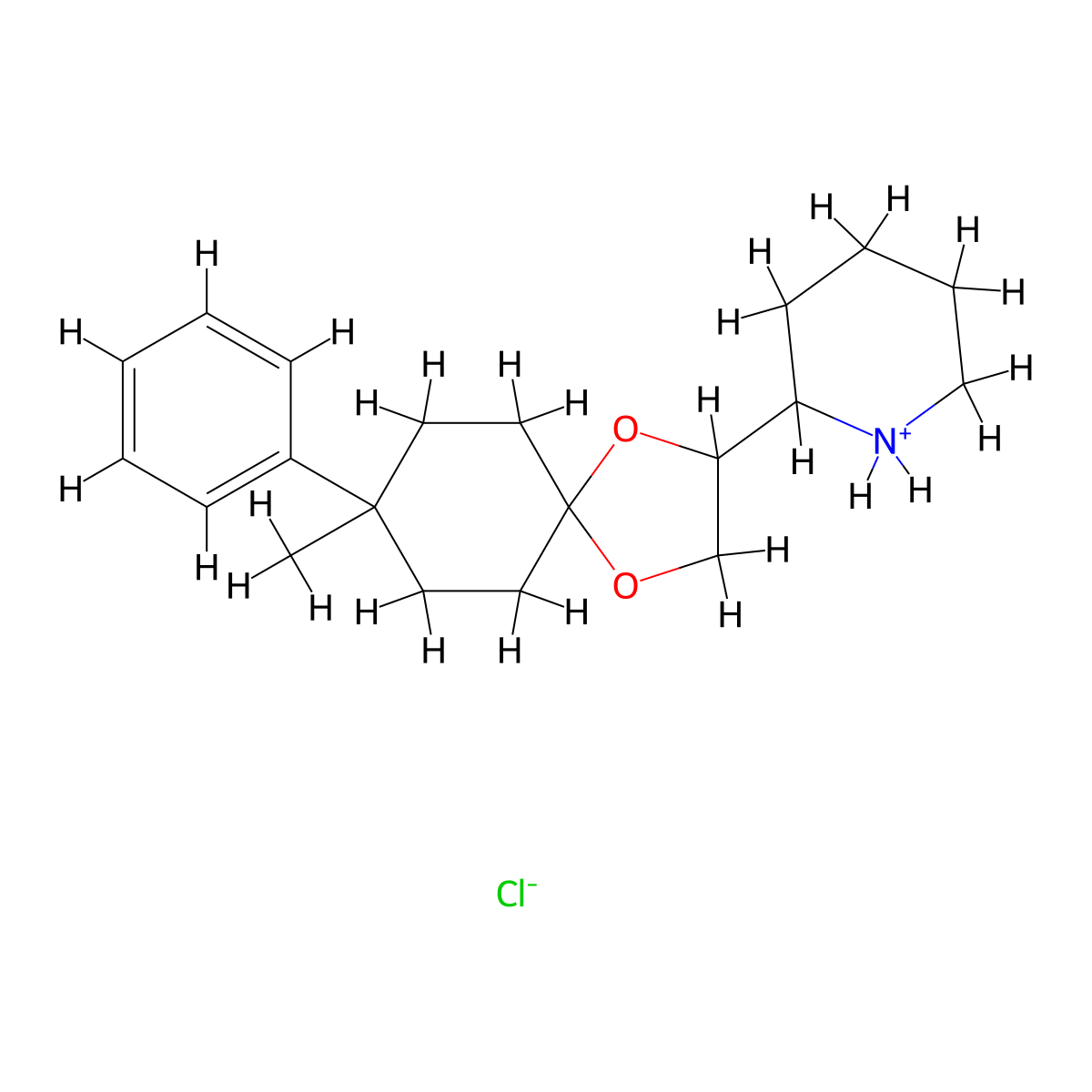 1,4-Dioxaspiro(4.5)decane, 8-methyl-8-phenyl-2-(2-piperidyl)-, hydrochloride, beta- molecular structure, CAS 3666-66-8
