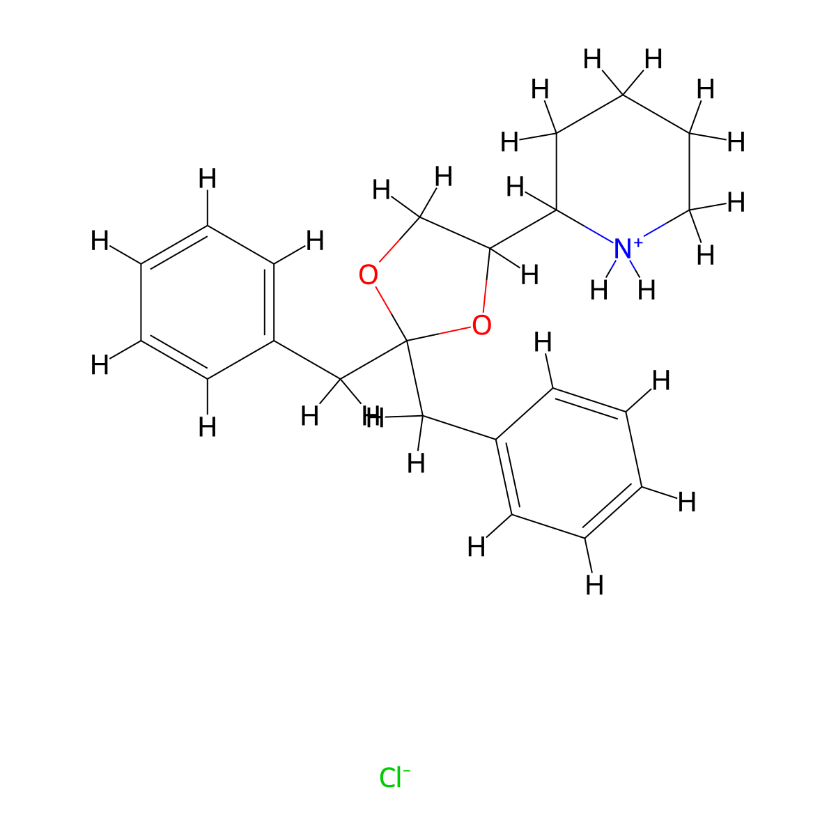 2-(2,2-Dibenzyl-1,3-dioxolan-4-yl)piperidine--hydrogen chloride (1/1) molecular structure, CAS 3666-67-9