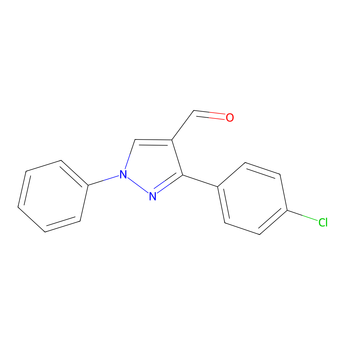 3-(4-Chlorophenyl)-1-phenyl-1H-pyrazole-4-carbaldehyde molecular structure, CAS 36663-00-0