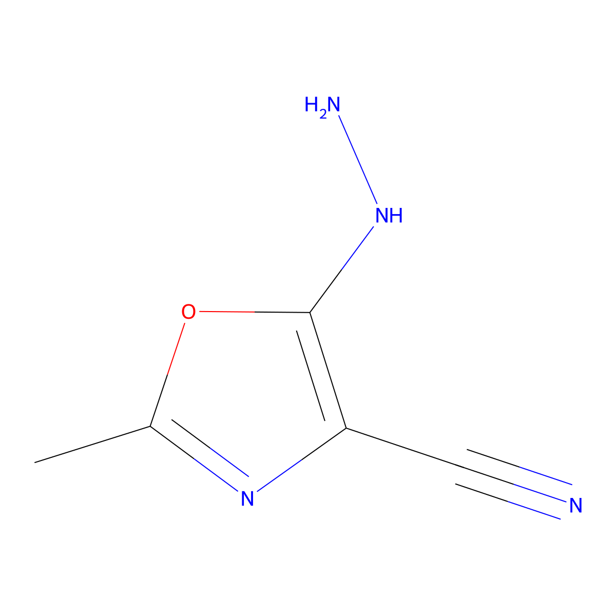 5-Hydrazinyl-2-methyl-1,3-oxazole-4-carbonitrile molecular structure, CAS 36663-19-1