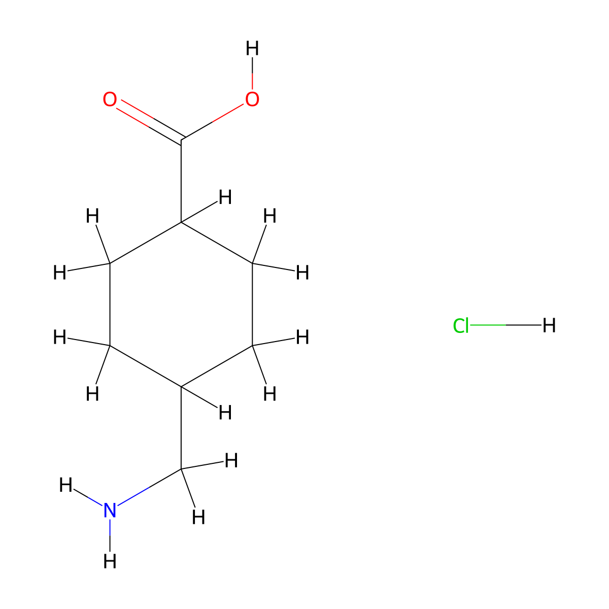 cis-4-(Aminomethyl)cyclohexanecarboxylic acid hydrochloride molecular structure, CAS 3667-38-7