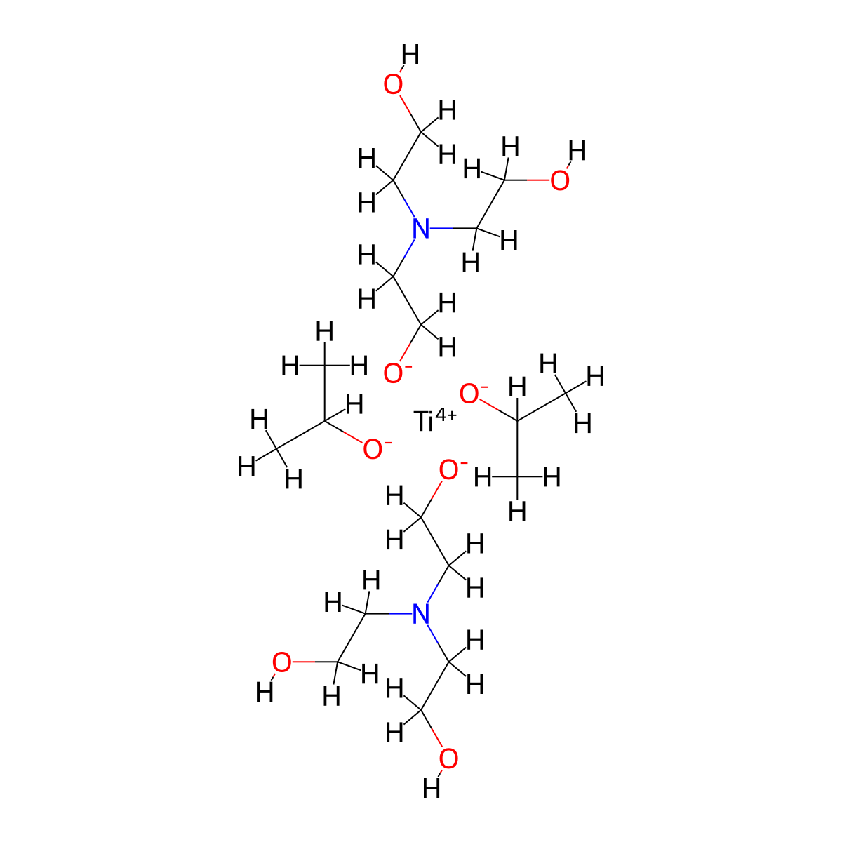 Titanium(4+) 2-(bis(2-hydroxyethyl)amino)ethanolate propan-2-olate (1:2:2) molecular structure, CAS 36673-16-2