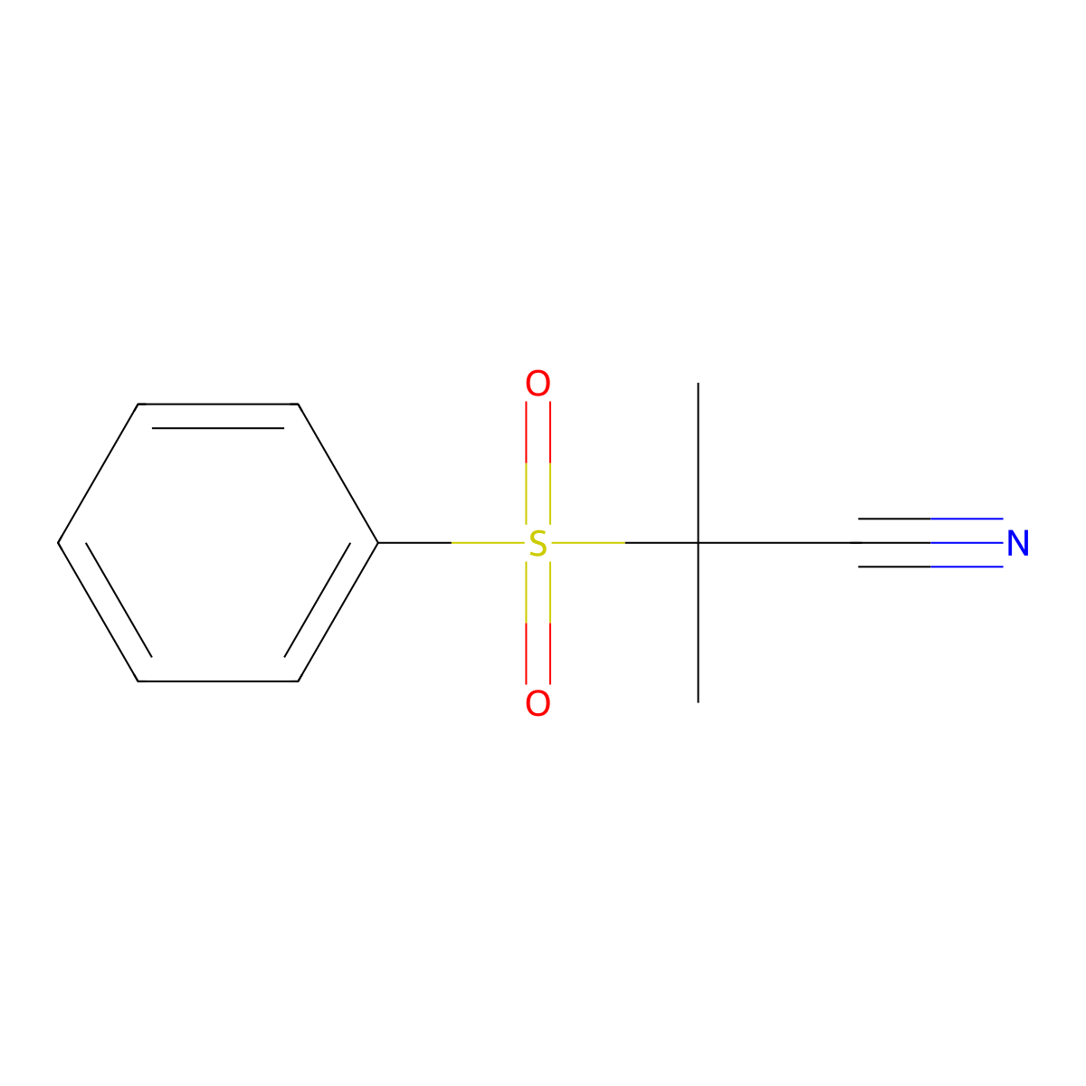 2-Methyl-2-(phenylsulfonyl)propanenitrile molecular structure, CAS 36674-49-4