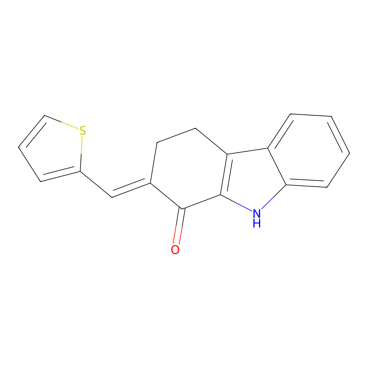 (2E)-2-(thiophen-2-ylmethylidene)-4,9-dihydro-3H-carbazol-1-one molecular structure, CAS 366785-69-5