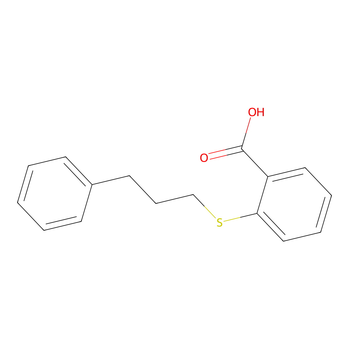 2-[(3-Phenylpropyl)thio]benzoic acid molecular structure, CAS 366801-27-6
