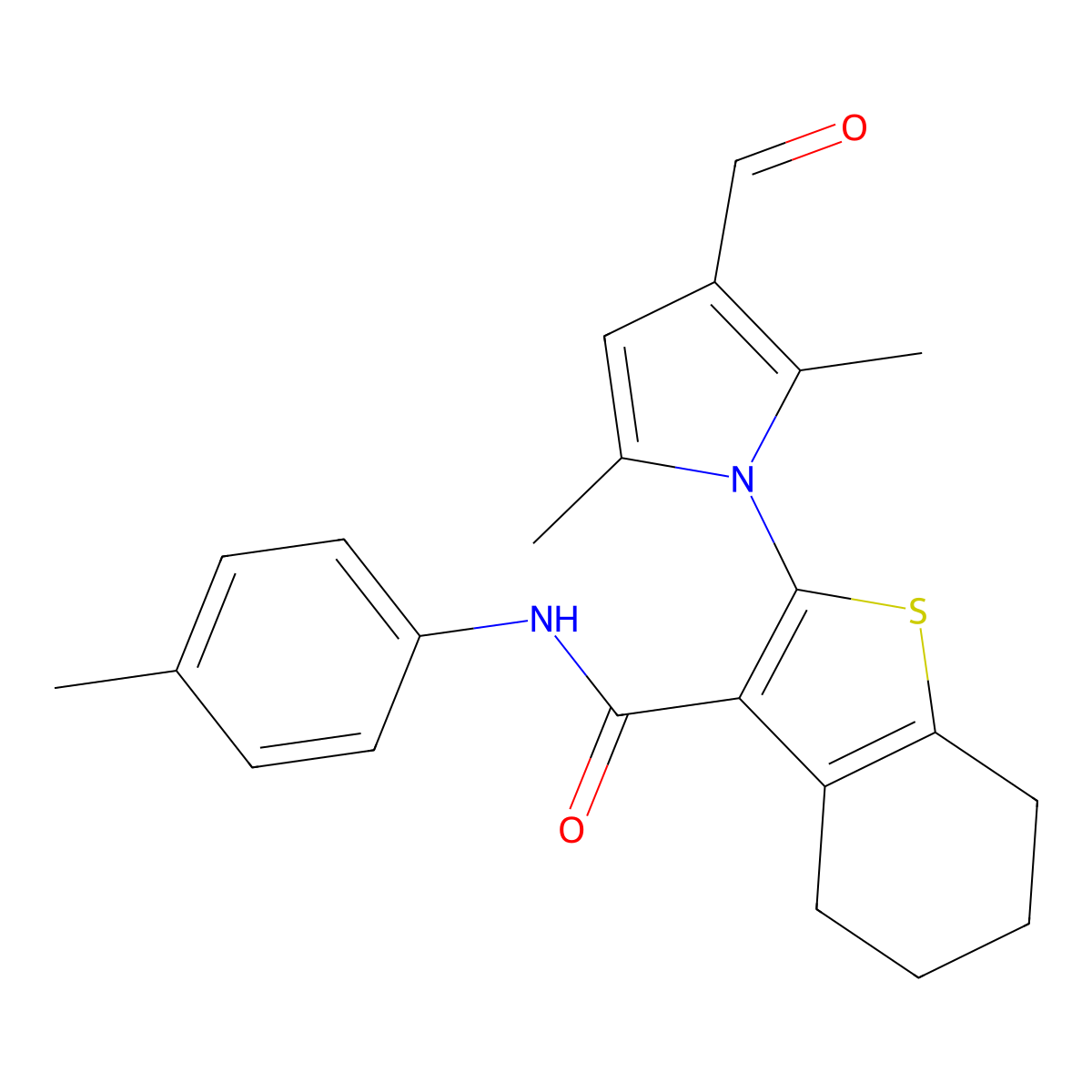 2-(3-Formyl-2,5-dimethyl-1H-pyrrol-1-yl)-N-(p-tolyl)-4,5,6,7-tetrahydrobenzo[b]thiophene-3-carboxamide molecular structure, CAS 366827-07-8