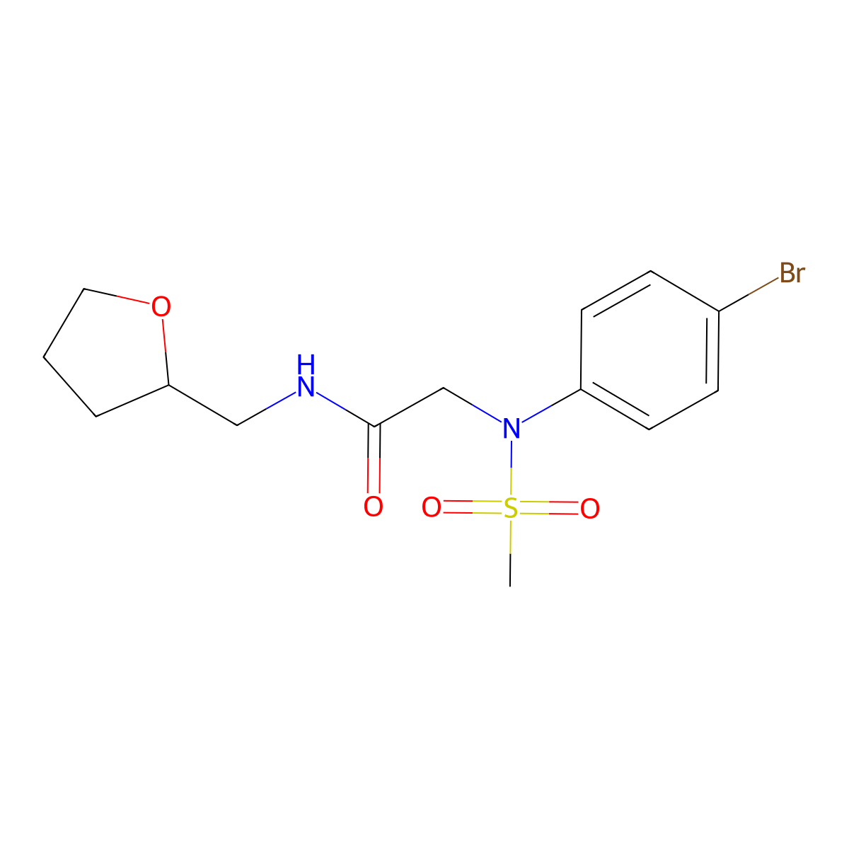 2-(4-bromo-N-methylsulfonylanilino)-N-(oxolan-2-ylmethyl)acetamide molecular structure, CAS 366834-58-4