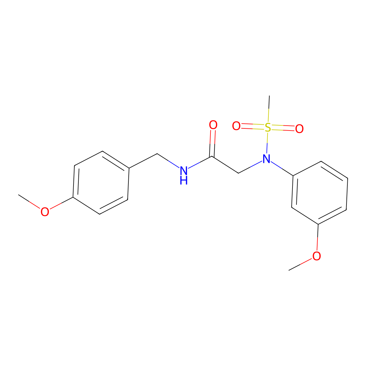 2-(3-methoxy-N-methylsulfonylanilino)-N-[(4-methoxyphenyl)methyl]acetamide molecular structure, CAS 366835-07-6
