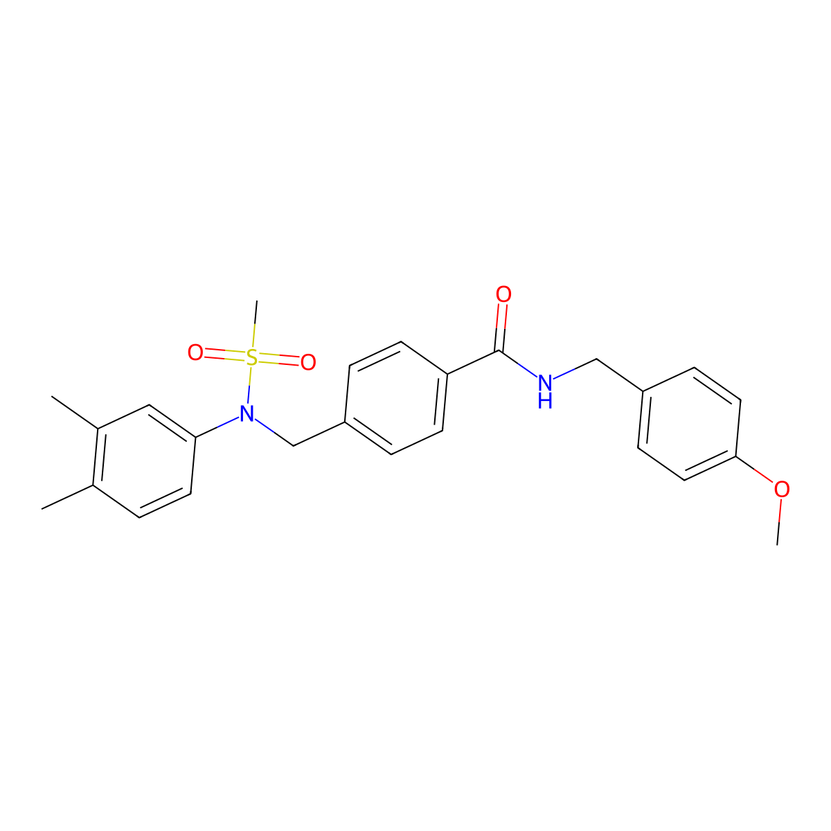 4-{[(3,4-dimethylphenyl)(methylsulfonyl)amino]methyl}-N-(4-methoxybenzyl)benzamide molecular structure, CAS 366836-47-7