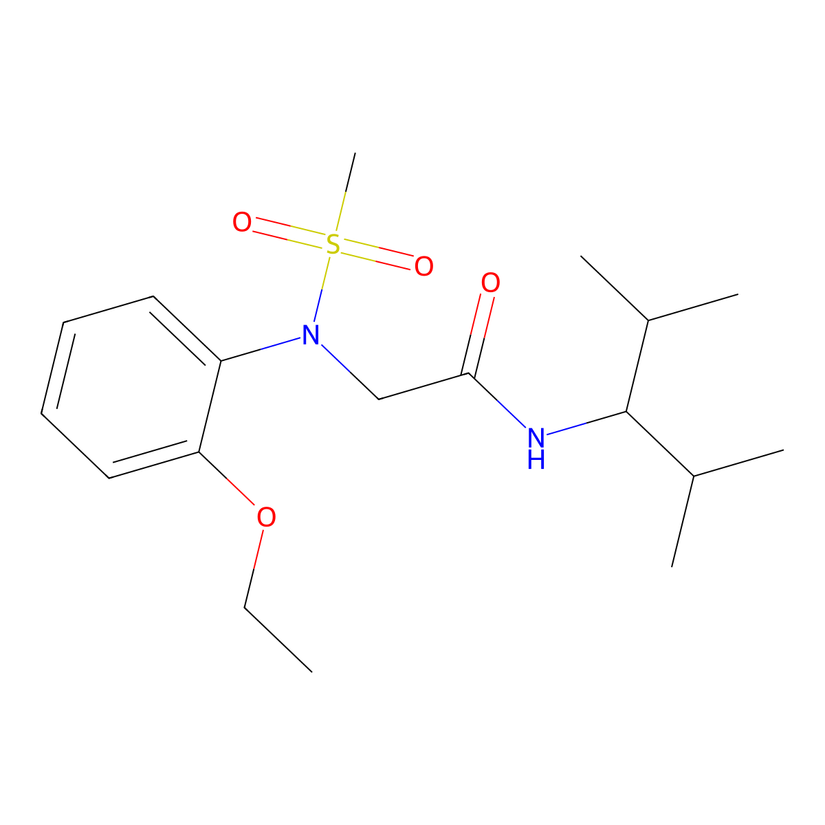 N-(2,4-dimethylpentan-3-yl)-2-(2-ethoxy-N-methylsulfonylanilino)acetamide molecular structure, CAS 366836-81-9