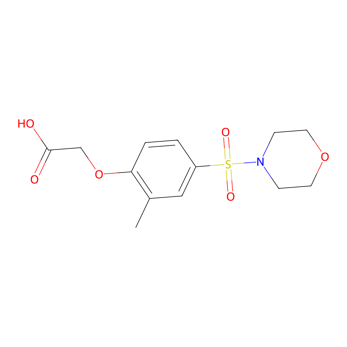 [2-Methyl-4-(morpholin-4-ylsulfonyl)phenoxy]acetic acid molecular structure, CAS 36685-69-5