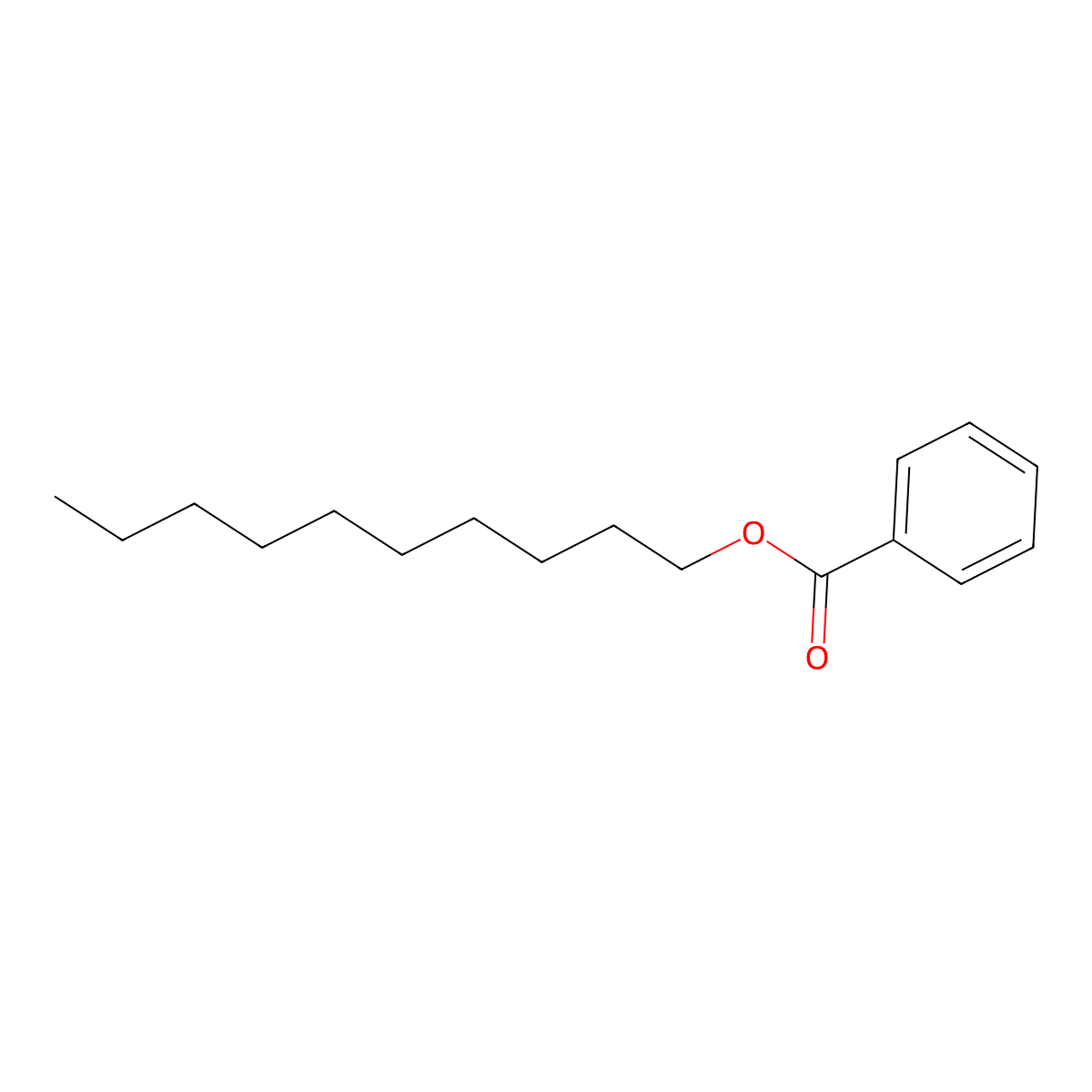 Decyl benzoate molecular structure, CAS 36685-97-9