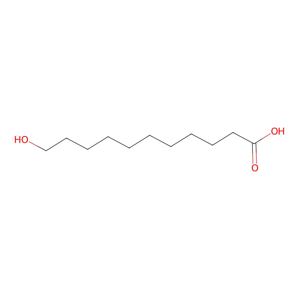 11-Hydroxyundecanoic acid molecular structure, CAS 3669-80-5