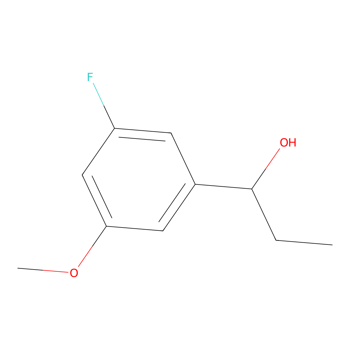 alpha-Ethyl-3-fluoro-5-methoxybenzenemethanol molecular structure, CAS 36699-70-4