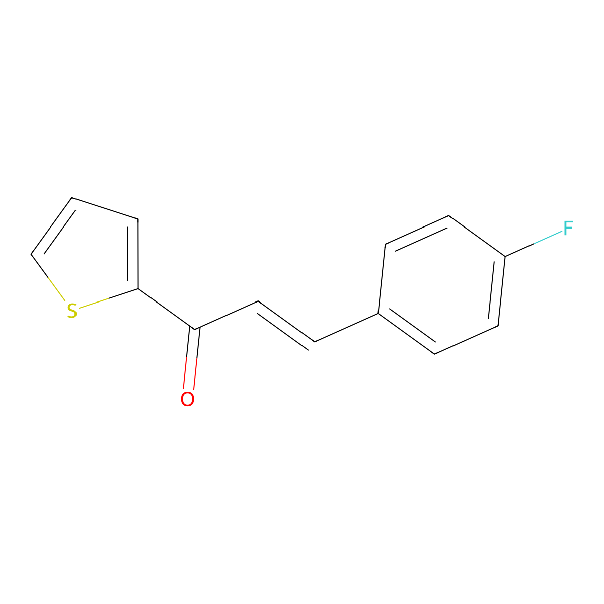 3-(4-Fluorophenyl)-1-(thiophen-2-yl)prop-2-en-1-one molecular structure, CAS 367-00-0