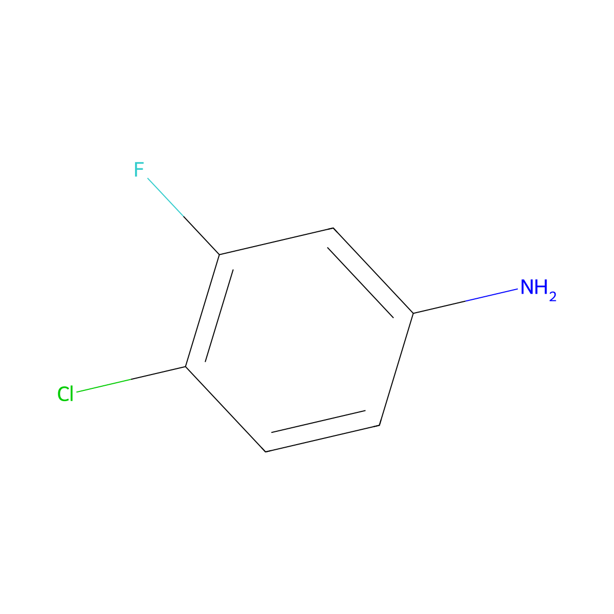 4-Chloro-3-fluoroaniline molecular structure, CAS 367-22-6