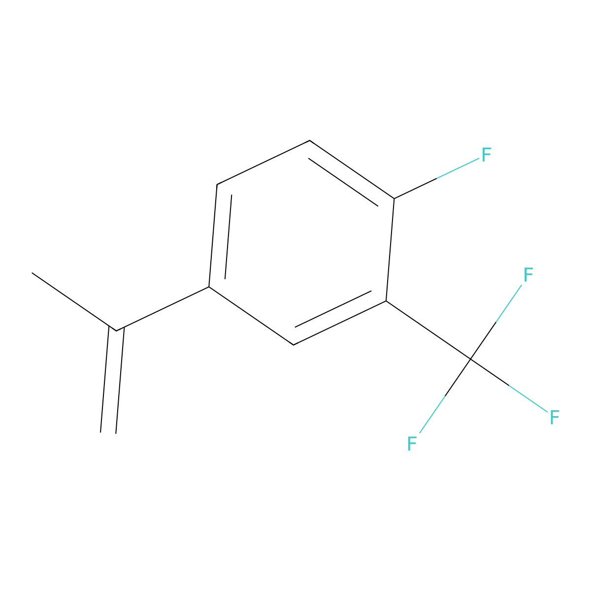 1-Fluoro-4-isopropenyl-2-(trifluoromethyl)benzene molecular structure, CAS 367-68-0
