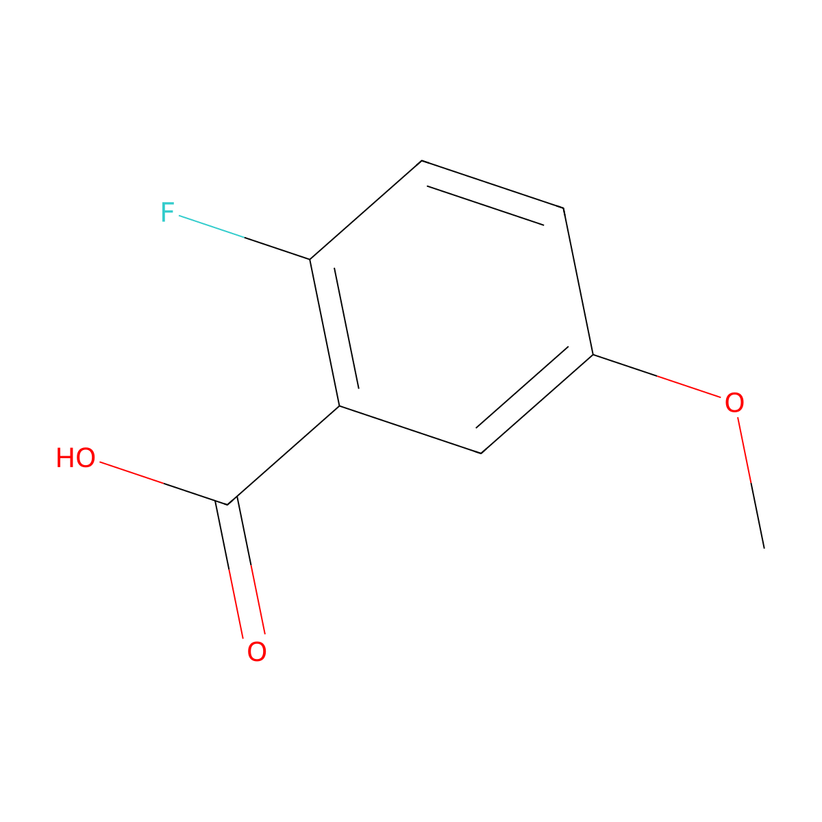 2-Fluoro-5-methoxybenzoic acid molecular structure, CAS 367-83-9