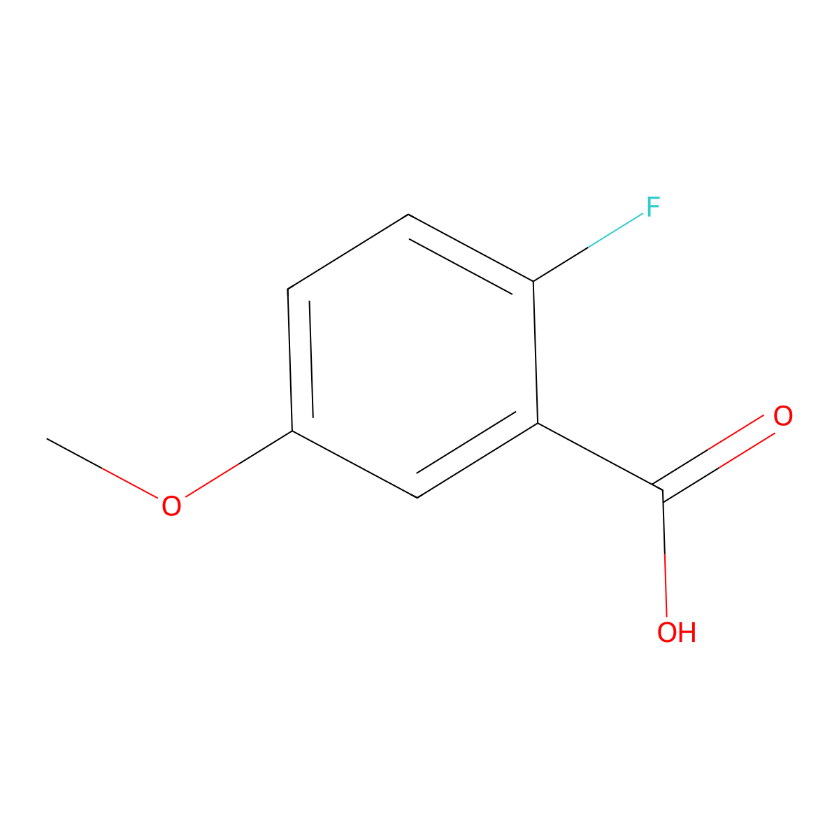 2-Fluoro-5-methoxybenzoic acid molecular structure, CAS 367-83-9